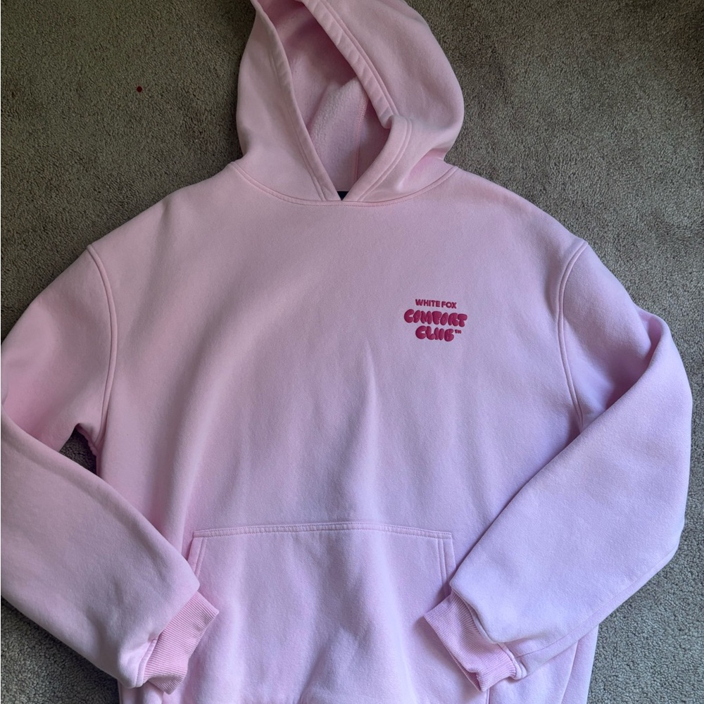 White fox pink hoodie